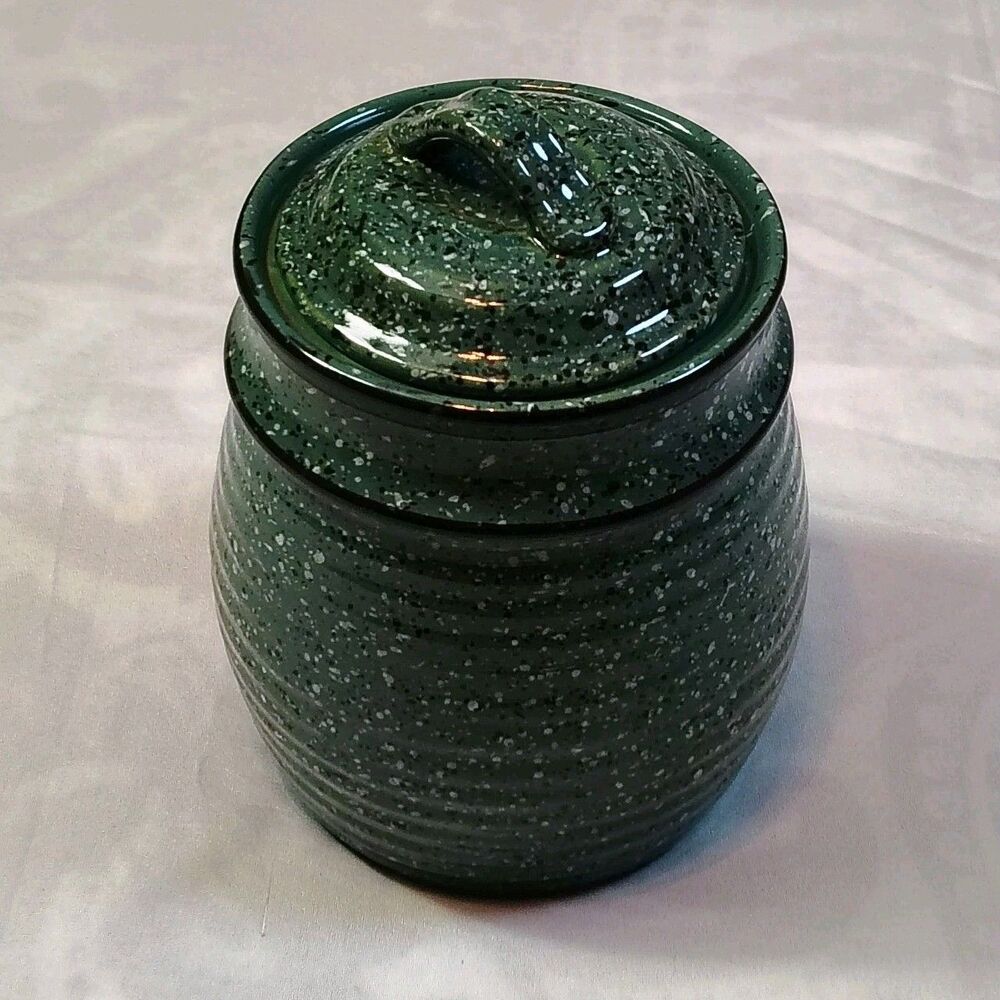 Vintage Jay Import Company Green Ceramic Canister Jar With Lid Kitchenware
